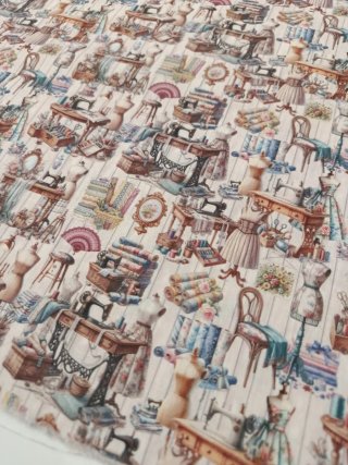 Retal Popelín Estampado Costurera