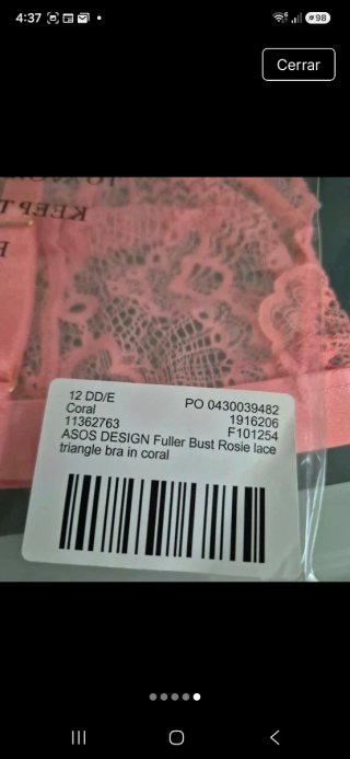 Sujetador encaje rosa talla 90E nuevo
