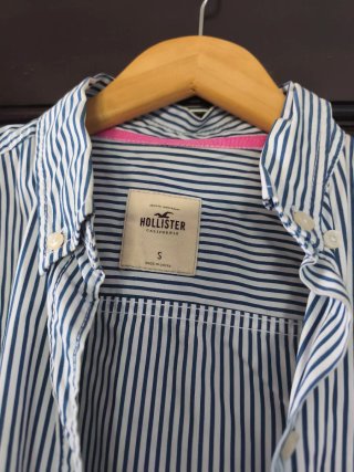 Camisa Hollister Rayas Azul Blanco Talla S