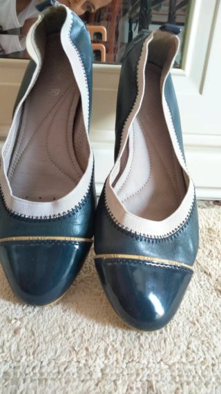 Ballerine donna blu in pelle