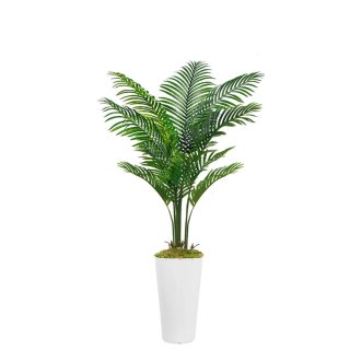Palmera decorativa en jarrón blanco