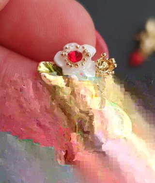 Pendientes Flor Fresa Oro Rojo