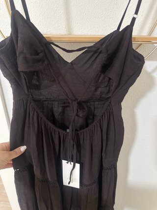 Vestido largo Zara S marrón con etiquetas