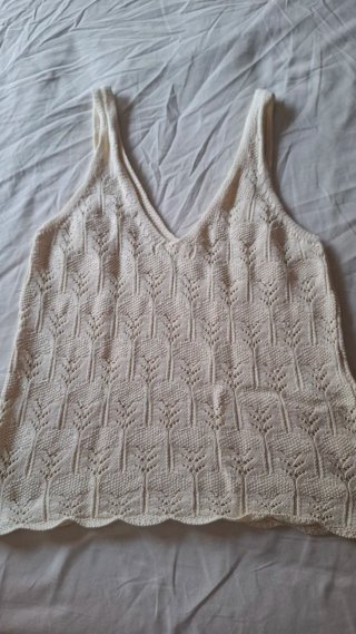 Camiseta tirantes tricot mujer blanco roto