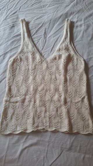 Camiseta tirantes tricot mujer blanco roto