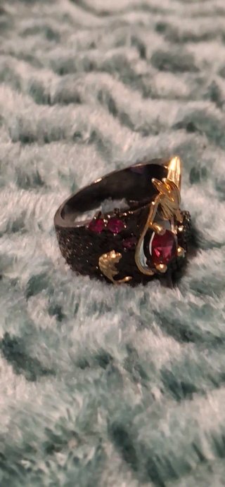 Anillo Plata y Oro con Piedra Roja
