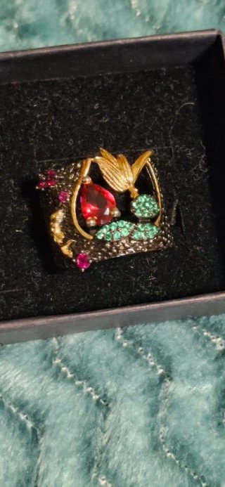 Anillo Plata y Oro con Piedra Roja