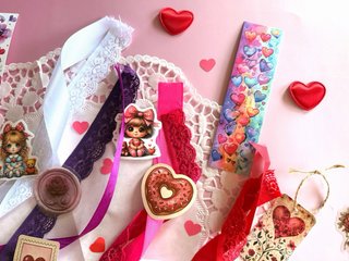 Material Scrapbooking Amor Corazones 53 piezas