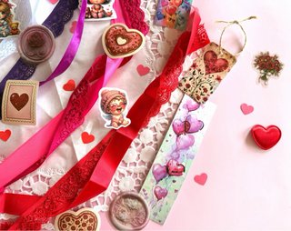 Material Scrapbooking Amor Corazones 53 piezas