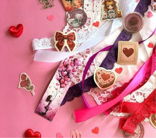 Material Scrapbooking Amor Corazones 53 piezas