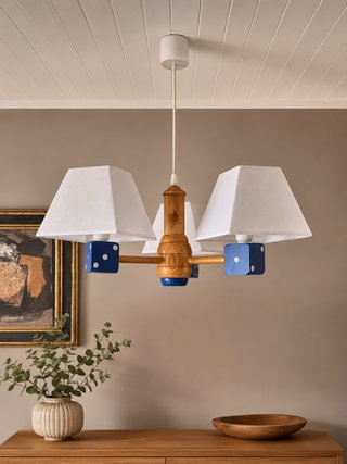 Lámpara de techo "Madera, Dados y Tela"