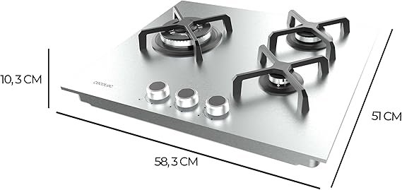 Placa de gas de 3 Fuegos Bolero Squad G 3400S Inox