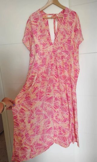 Vestido largo maxi estampado hojas seda 38 40 42