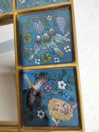 Cuadro-espejo decorativo aves y flores