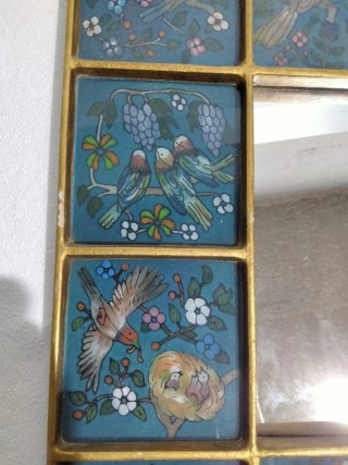 Cuadro-espejo decorativo aves y flores