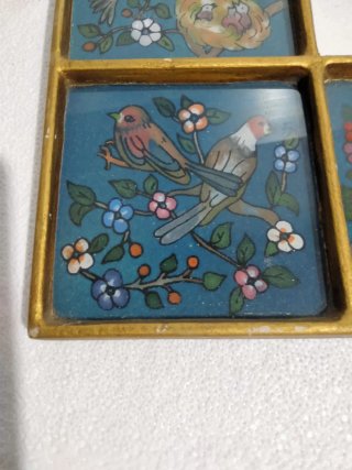 Cuadro-espejo decorativo aves y flores