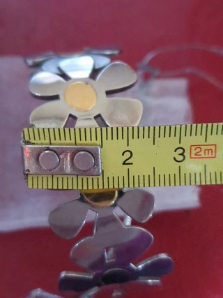 Pulsera Acero y Oro 18k Flores