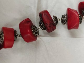 Collar y pendientes vintage coral y plata