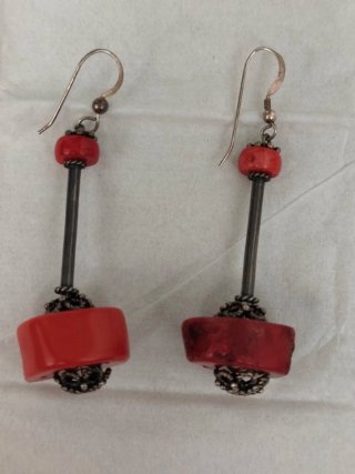 Collar y pendientes vintage coral y plata