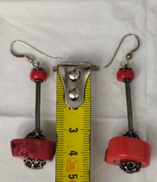 Collar y pendientes vintage coral y plata