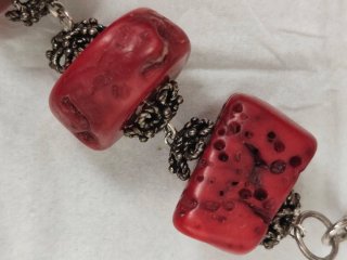 Collar y pendientes vintage coral y plata