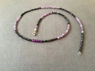 Collar Calcedonia y Cristal Morado Negro