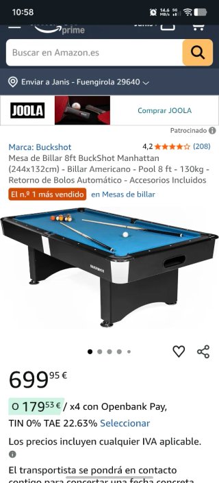 Mesa de billar Buckshot Nueva