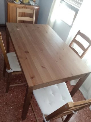 Mesa de comedor de pino macizo,de cocina o jardín
