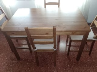 Mesa de comedor de pino macizo,de cocina o jardín