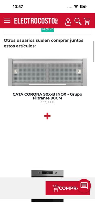 Campana extractora grupo filtrante Cata x90/B inox