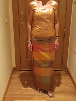 Conjunto fiesta dorado y multcolor