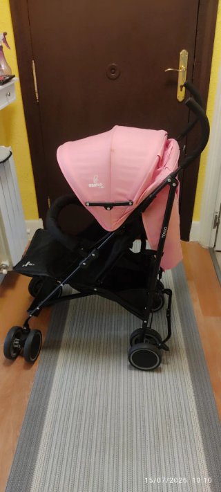 Silla de paseo rosa y negra