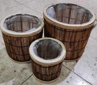Lote 3 cubremacetas bambú