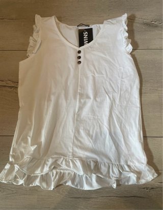 Camisa larga Twins blanca con volantes