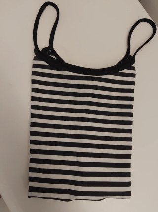 Camiseta tirantes rayas negra y blanca Talla XS