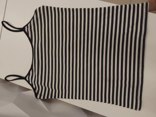 Camiseta tirantes rayas negra y blanca Talla XS