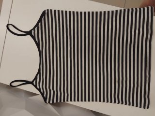 Camiseta tirantes rayas negra y blanca Talla XS