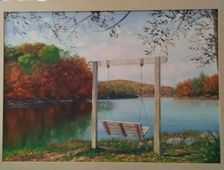 Cuadro al óleo paisaje otoño 92 x 65