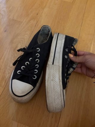 Converse negras tela plataforma bajas