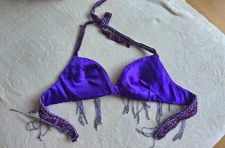 Traje Danza Vientre Morado y Plateado
