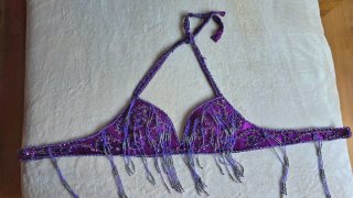 Traje Danza Vientre Morado y Plateado