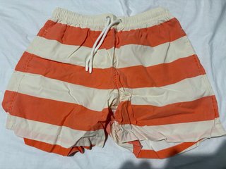 Bañador Zara rayas naranja y beige