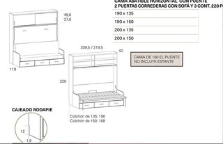 Cama abatible con sofá y cajones Sonrie2 135×190