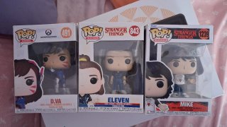Funko Pop D.Va, Eleven y Mike. 10€/ud.