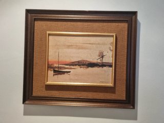 Cuadro paisaje marino con barco