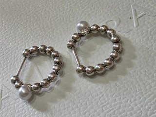 Pendientes aro perlas y bolitas plata