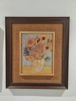 Cuadro de girasoles en marco de madera