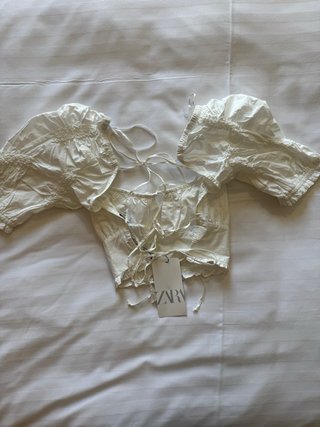 Top blanco boho Zara S