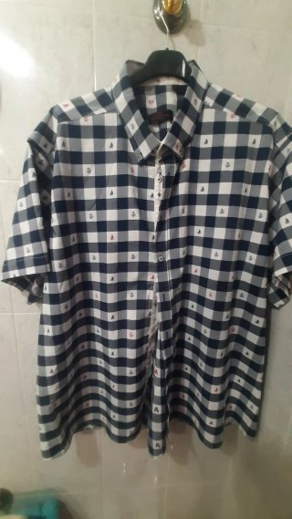 Camisa Pierre Cardin 4XL Cuadros Manga Corta