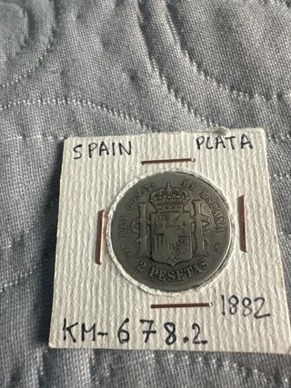 Moneda Plata 2 Pesetas 1882 Alfonso XII